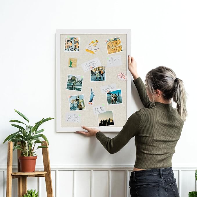 Farmhouse Linen Cork Bulletin Board 48 x 32, Office Board - Image 3