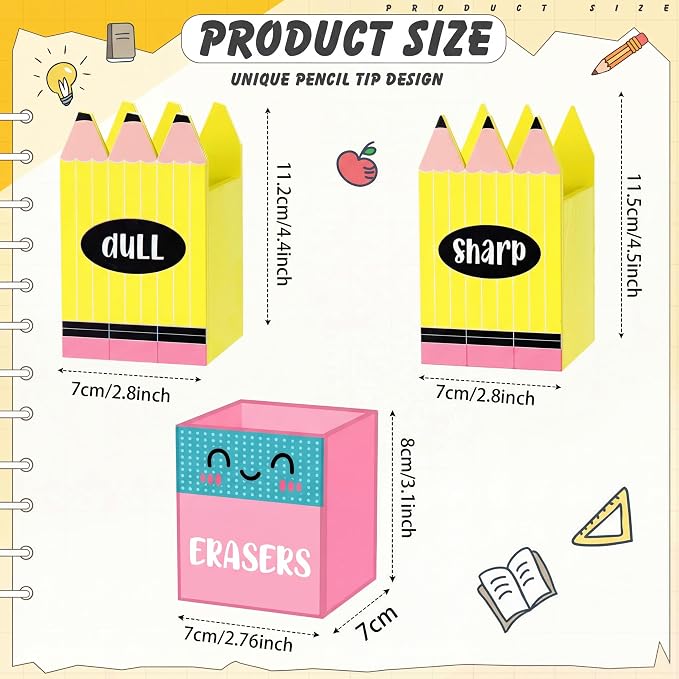 Gilprop 3 Pcs Back to School Sharp and Dull Pencil Holder - Image 2