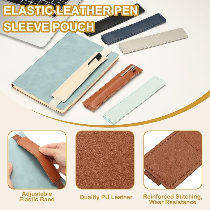 PATIKIL 6Pcs Elastic Notebook Pen Holder, Adjustable Hold 1 Pen Holder PU - Image 3