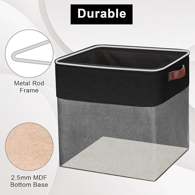 Bagnizer 13x13 Cube Storage Bins, Collapsible Fabric Storage Box, 4 Pack Closet - Image 4
