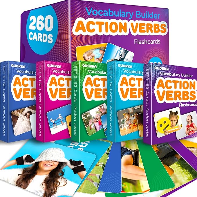 QUOKKA 260 Action Verbs Flash Cards by QUOKKA