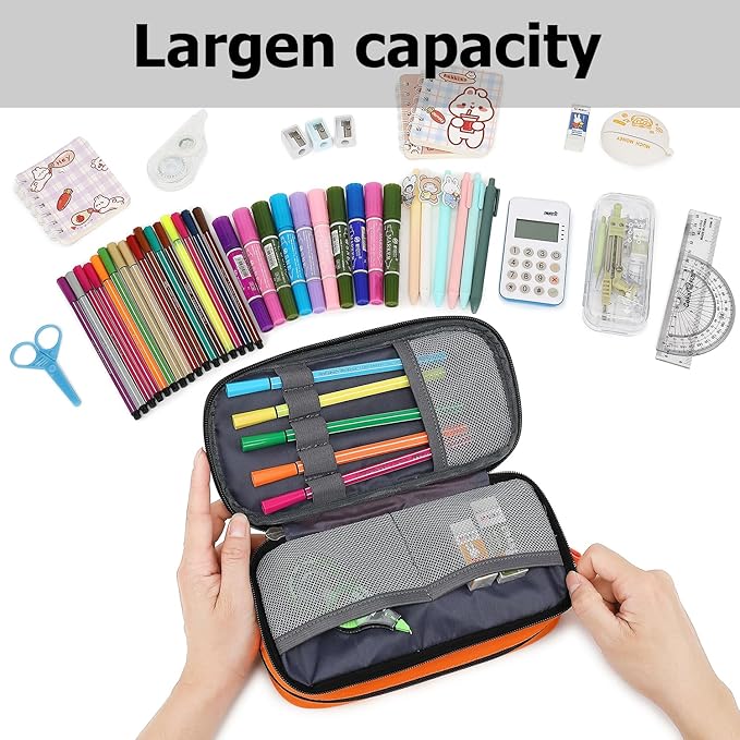 Large Capacity Pencil Case Multi-Slot Pencil Pouch Durable Pencil Box Portable Office Pen Bag with Zipper-DeskLoop Office