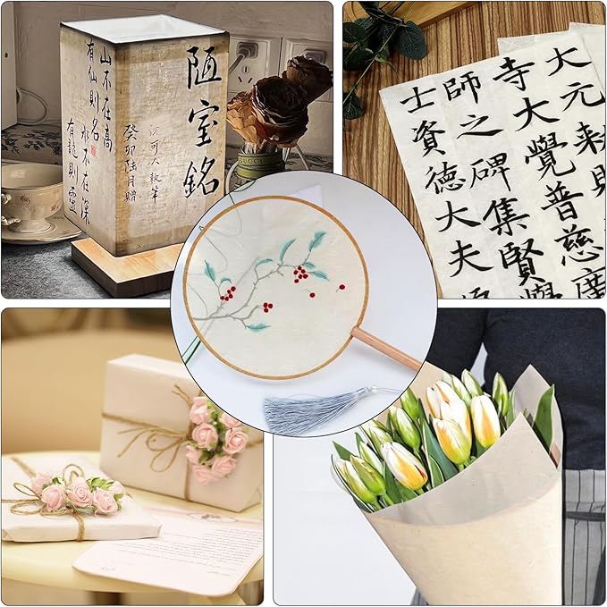 100 Sheets FIVEIZERO A4 Mulberry Paper Sheets Natural Fiber Rice Paper,8.3 x 11.7in Natural Decoupage Tissue Papers for Writing Painting, Decorative Papers, Card MakingPapers DIY Craft-DeskLoop Office