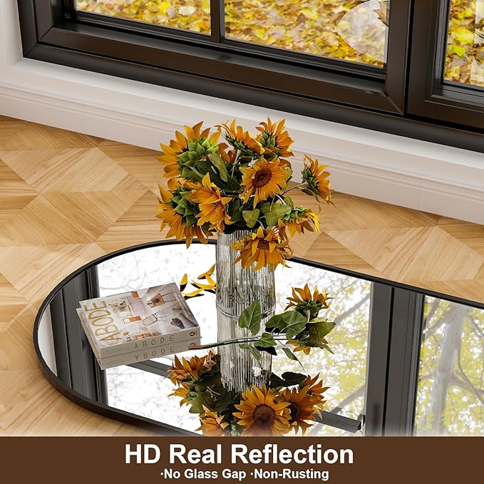 21" x 64"Arched Full Length Mirror - Wall Mounted Floor Mirror- Aluminum Alloy Frame Full Body Mirror for Bathroom Living Room Bedroom and Entryway Black-DeskLoop Office