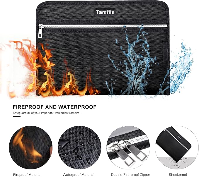 Fireproof Safe Accordion File Organizer Bag Folder, Waterproof Expanding Filing - Image 2