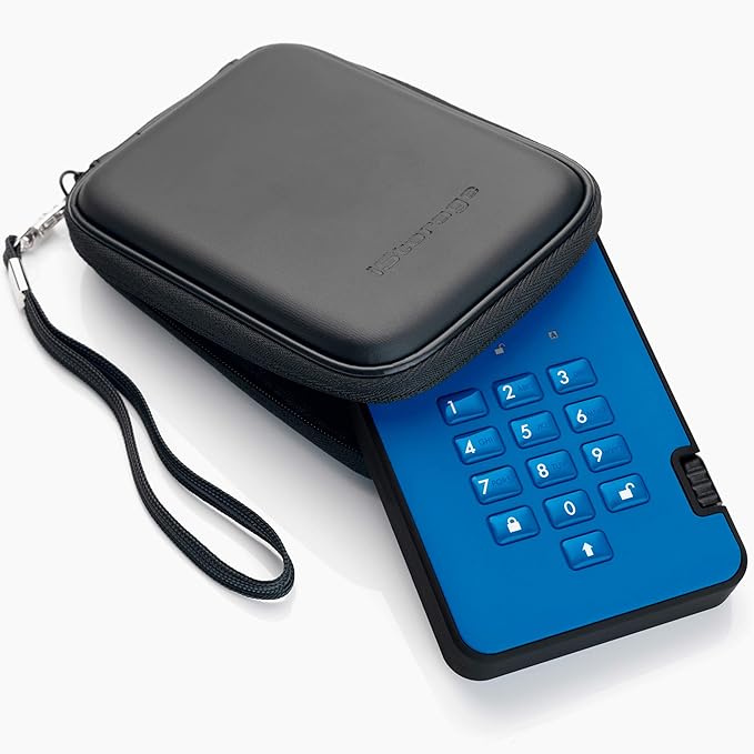 iStorage diskAshur2 HDD 5TB Blue | Secure portable hard drive | Password protected | Dust & water resistant | Hardware Encryption-DeskLoop Office