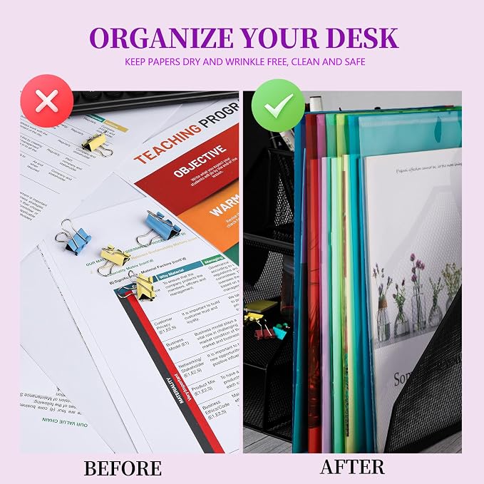 LEOBRO Plastic Envelopes, A4 File Folder, Document Holder, Poly Storage File - Image 5