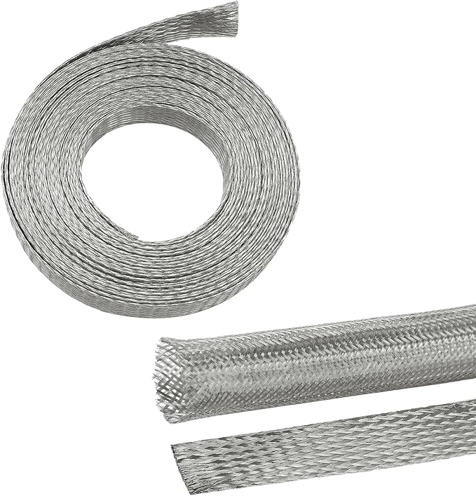 Tinned Copper Braid Cable Wire Shielding Sleeve Ground Straps Protection Flat by BuyUneed