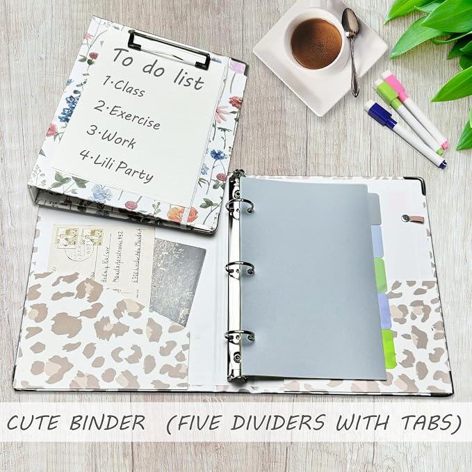 Mini 3 Ring Binder 1 Inch for 5.5"x8.5" Paper, Cute Small Three Ring Binders - Image 3
