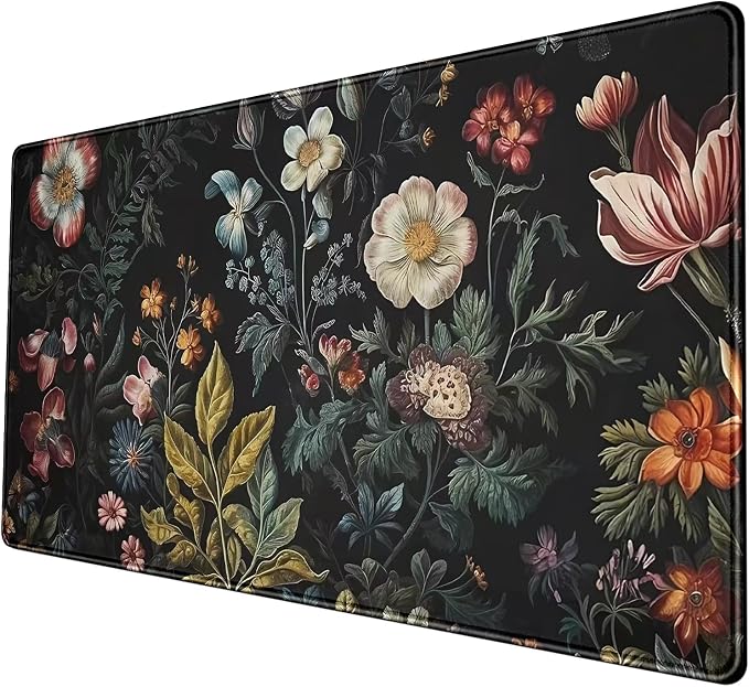 Floral Desk Mat Dark Academia Vintage Aesthetic Desk Pad Flower Plant Large - Image 6