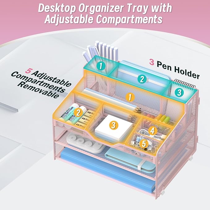 3 Tier Mesh Desk Organizer - Image 5