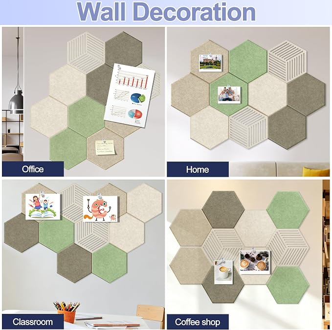 10PCS Hexagon Cork Board Tiles, Self-Adhesive Felt Bulletin - Image 6