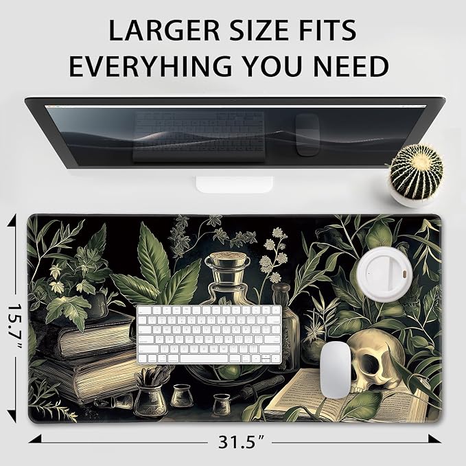 Gothic Dark Botanical Large Gaming Mouse Pad 31.5"x15.7"｜XXL Desk Mat, Non-Slip - Image 4