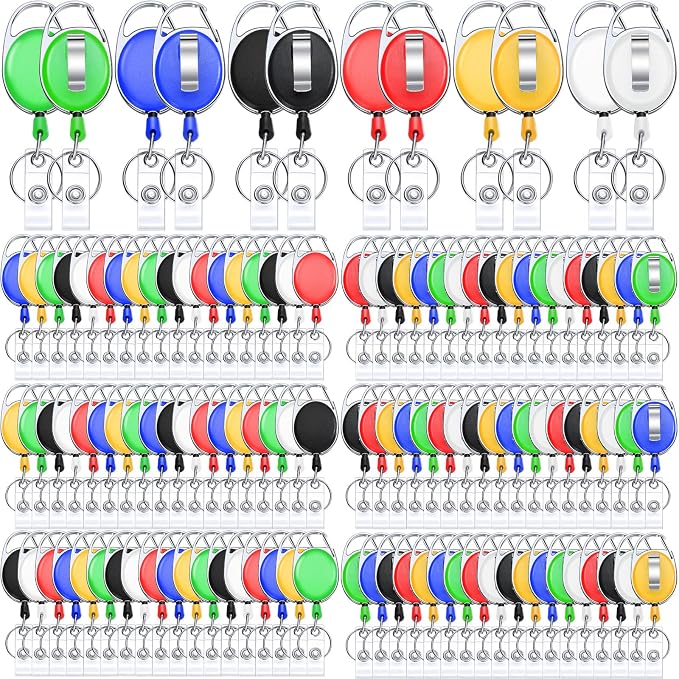 Laumoi 90 Packs Retractable ID Badge Holder Name ID Badge Reel Clips Keychain by Unknown