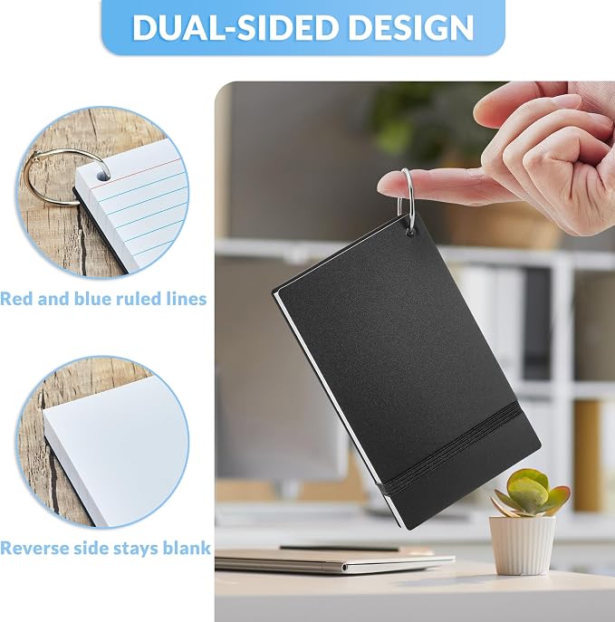 NEEWAY Ruled Index Cards with Ring 3x5 Inches, Flash Cards with Rings - Image 3