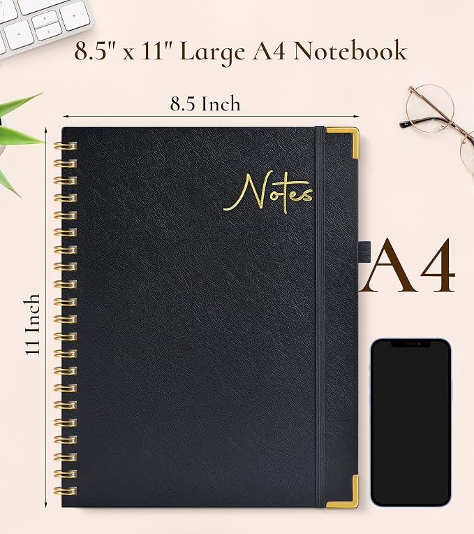 Hardcover Spiral Notebook Journal 8.5” x 11”, A4 Large Leather Notebooks - Image 3