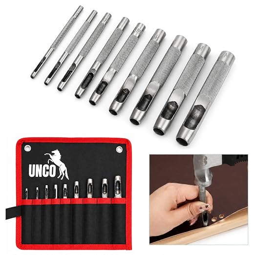 UNCO- Hollow Leather Hole Punch Set, 2.5mm-10mm, Carbon Steel Leather Hole by Unco