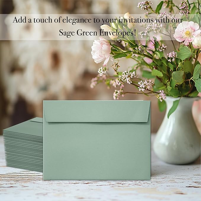 Slapaflife 50 Packs 5x7 Envelopes, Sage Green 5x7 Envelopes - Image 4