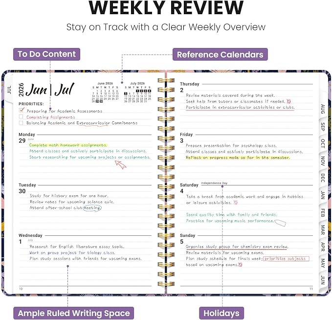 Planner 2026-2027, Hardcover Monthly and Weekly Academic Planner July 2026 - Image 3