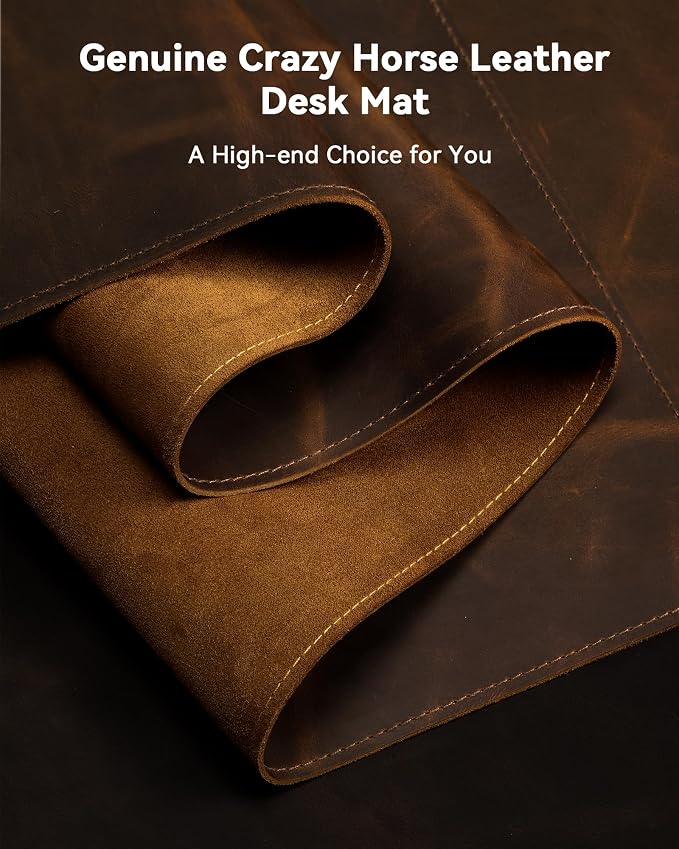 YSAGi Leather Desk Mat, 31.5"x15.8"Real Leather Desk Pad, 2mm Thick Desk Blotter - Image 2