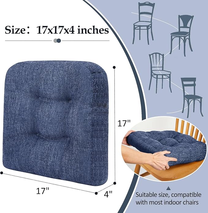 downluxe Chair Cushions for Dining Chairs 2 Pack, Tufted Indoor Chair Pads - Image 4