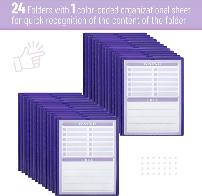 Mr. Pen- Plastic Folders with Pockets and Prongs, 24 Pack, Letter Size | Purple - Image 6