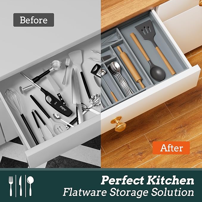 Silverware Organizer Large, Magnetic Connected Expandable 13 Slots Silverware - Image 7