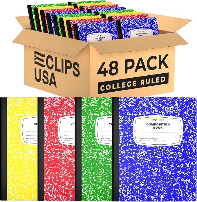 E-CLIPS USA Composition Notebook College Ruled Marble Composition Notebooks by E-CLIPSUSA