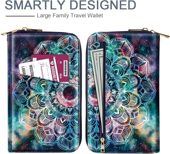 Family Passport Holder Wallet RFID Blocking Document Organizer PU Leather - Image 3