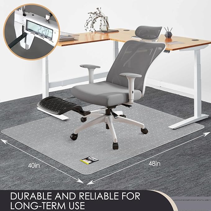 Kuyal Office Chair Mat for Carpet, 40x48 Clear Heavy Duty Computer Chair Mat - Image 4