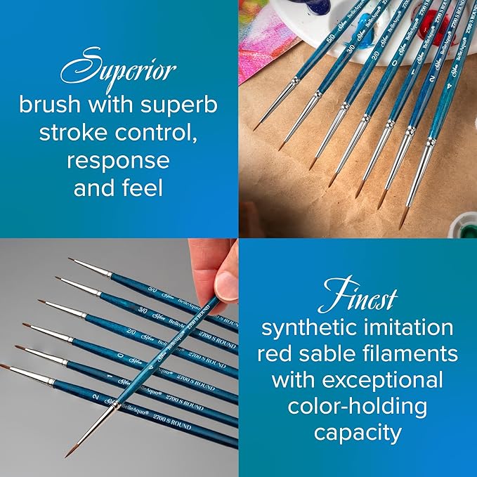 Silver Brush Limited BA-275 BelleAqua Creative Shape Filbert Brush Set, 2pc Professional Watercolor Brush Set, Premium Soft Synthetic Red Sable Filbert Paint Brushes Also for Gouache, Sizes 4 and 6-DeskLoop Office