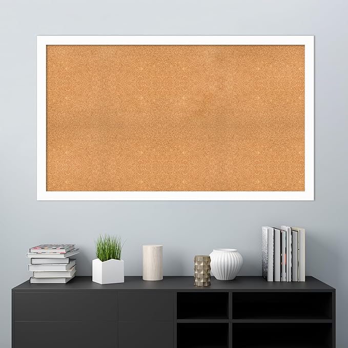 Amanti Art Natural Cork Board for Wall, 35x59 Vision Board with White Frame, Oversize Corkboard Office Decor for Home Organization, Casual Corkboard Pinboard to Display Items for Home Organization in-DeskLoop Office