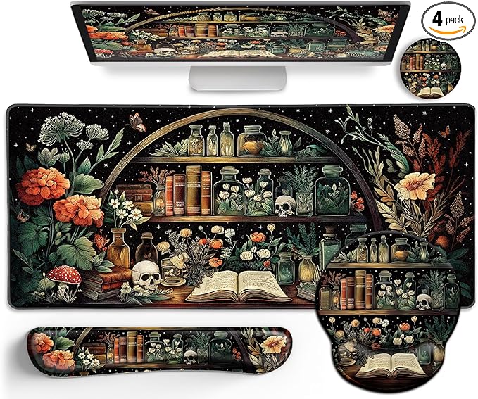 LIMKRIAN Goth Skull Mouse Pad Set Large Desk Mat by LIMKRIAN
