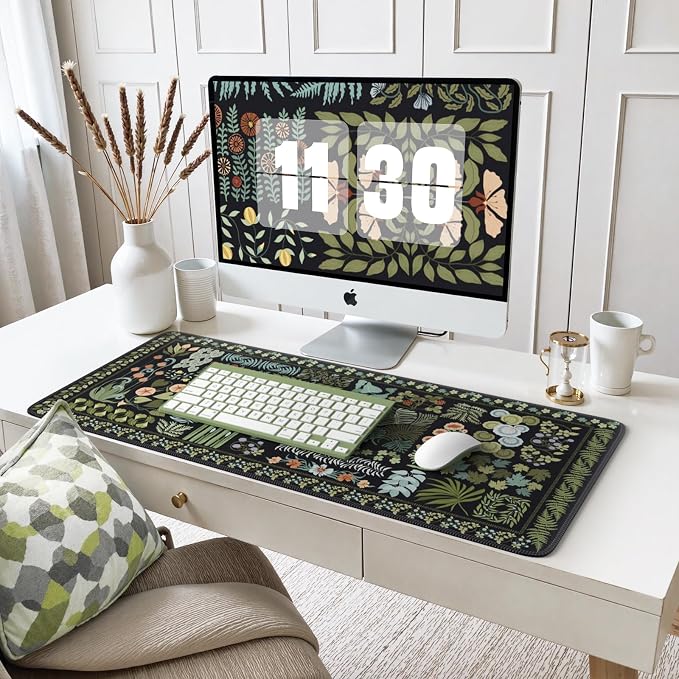 iCasso Floral Desk Pad Mat, Large Mouse Pad, Desk Matt - Image 7