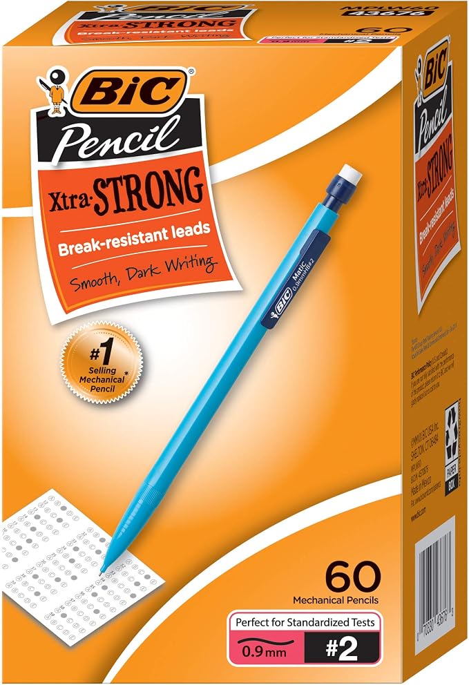 BIC Xtra-Strong Mechanical Pencil, 2 Lead, No Smudge, Colorful Barrel, Thick by BIC