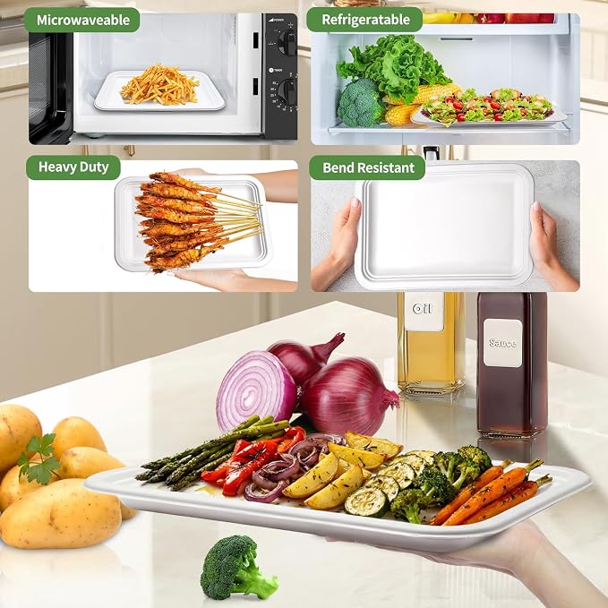 30Pack Compostable Food Trays 14 Inch Large Paper Plates Heavy Duty Disposable - Image 4