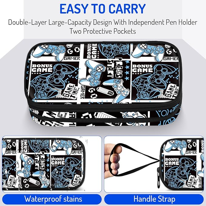 Fitvc Large Pencil Case for Boys, Gamer Boys Pencil Pouch for Kids Teens School - Image 3