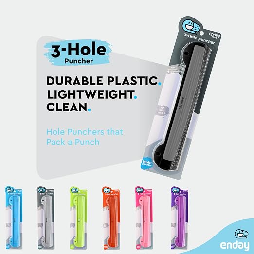 3 Hole Puncher for Binder, 3 Sheets Capacity, Removable Chip Tray, 10” Ruler - Image 4