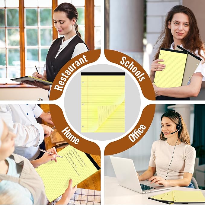 HAUTOCO 8.5 x 11 Legal Pads 2 Pack Yellow Wide Ruled Lined Writing Note Pads - Image 7