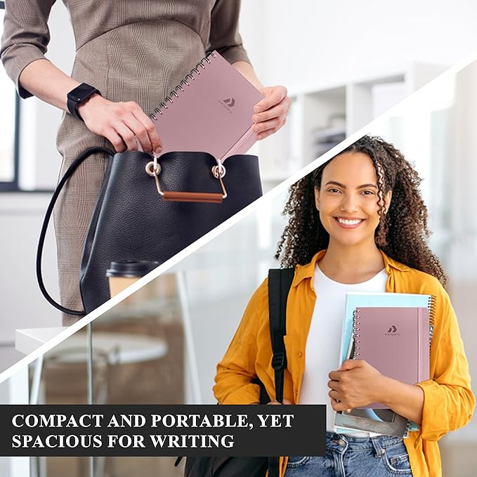 Lined Spiral Journal Notebook For Men & Women - A5 Journal 170 Pages, Hardcover Notebooks for Work & Note Taking, College Ruled Journals for Writing - Pink-DeskLoop Office