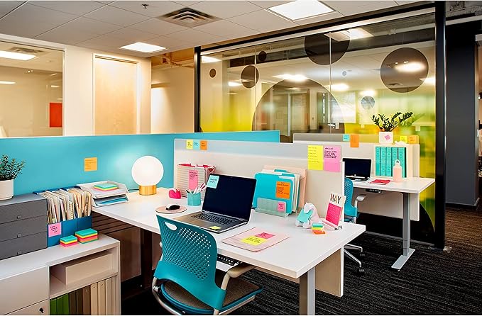 Post-it Super Sticky Notes, 24 Sticky Note Pads, 3 x 3 in., School Supplies, Office Products, Sticky Notes for Vertical Surfaces, Monitors, Walls and Windows, Supernova Neons Collection-DeskLoop Office