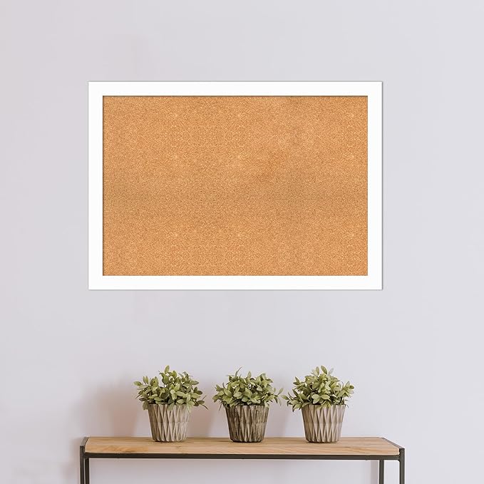 Amanti Art Natural Cork Board for Wall, 29x41 Vision Board with White Frame, Large Corkboard Office Decor for Home Organization, Casual Corkboard Pinboard to Display Items for Home Organization in-DeskLoop Office