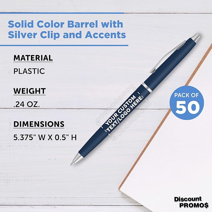 DISCOUNT PROMOS Custom Langham Ballpoint Pens Set of 50, Personalized Bulk Pack - Image 4
