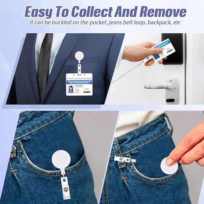 Qilery 60 Pcs Retractable Badge Holders, Badge Reel Clips - Image 3