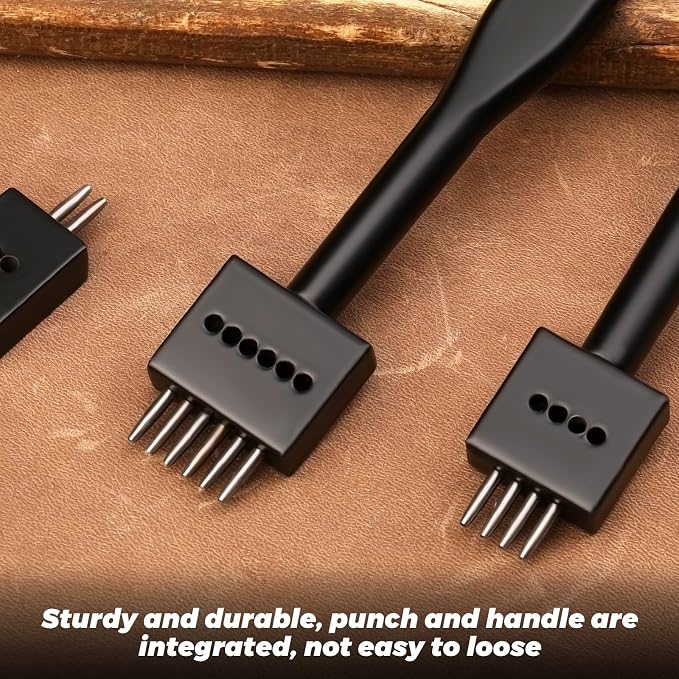 Leather Hole Punch, Round Hole Prong Stitching Chisel Set Leather Working Tools - Image 5