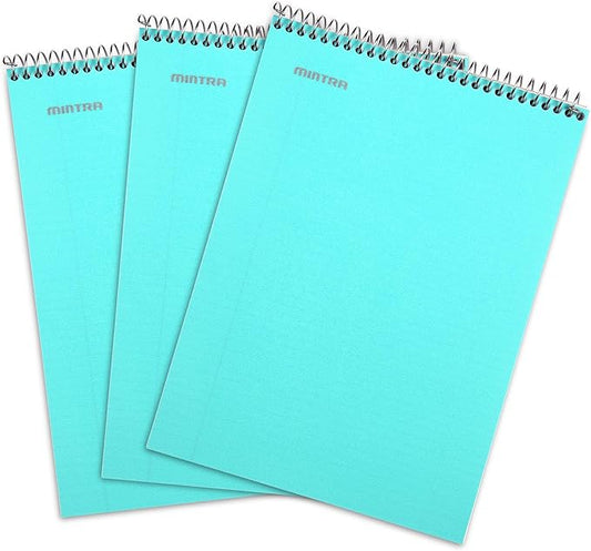 Mintra Office TOP BOUND Durable Spiral Notebooks (Teal, College Ruled 3pk)-DeskLoop Office