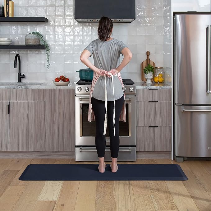 GelPro Anti Fatigue Nonslip Mat: Hard Floor Utility Mats for Garage, Patio and Kitchen - 20" x 72" x .5" - Leather Grain Navy-DeskLoop Office