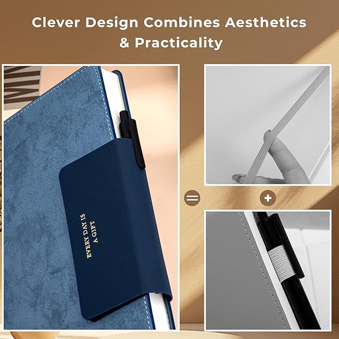 MINICAGIE Lined Leather Journals for Writing A5 Journaling Notebooks with 100 GSM Thick Paper Journal Notebook for Men & Women with Buckle Closure, Work Travel Note Taking Diary 5.7" x 8.3", Blue-DeskLoop Office