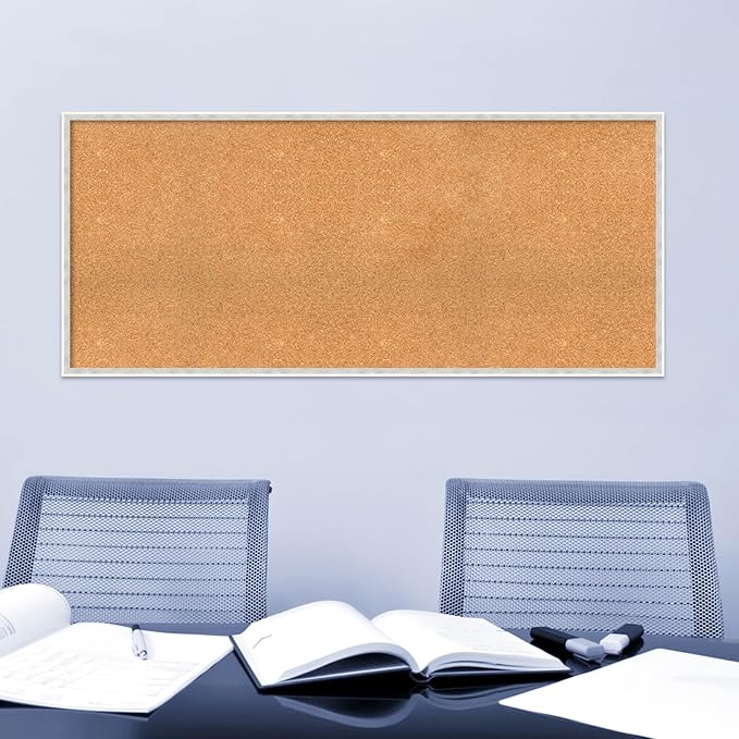 Amanti Art Natural Cork Board for Wall, 25x57 Vision Board with White Frame, Oversize Corkboard Office Decor for Home Organization, Modern Corkboard Pinboard to Display Items for Home Organization in-DeskLoop Office