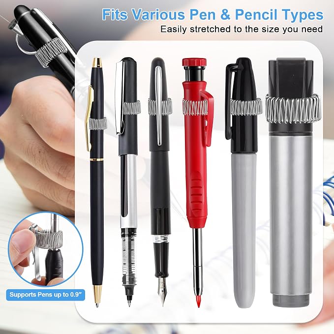 4 Pcs Heavy Duty Retractable Pull Pen Pencil Holder, 27.5 Inch Pen Lanyard - Image 3